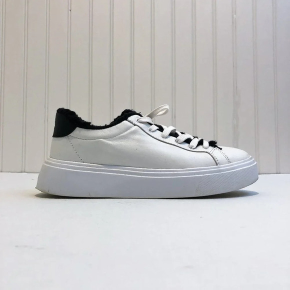 Schutz Sherpa Lined Leather White Lace Up Platform Tennis Shoes Sneakers 8.5 - Picture 2 of 9